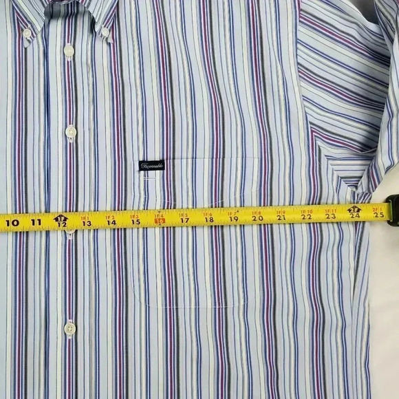 Faconnable Men's Blue Striped Button Down Shirt Lg - Picture 3 of 6